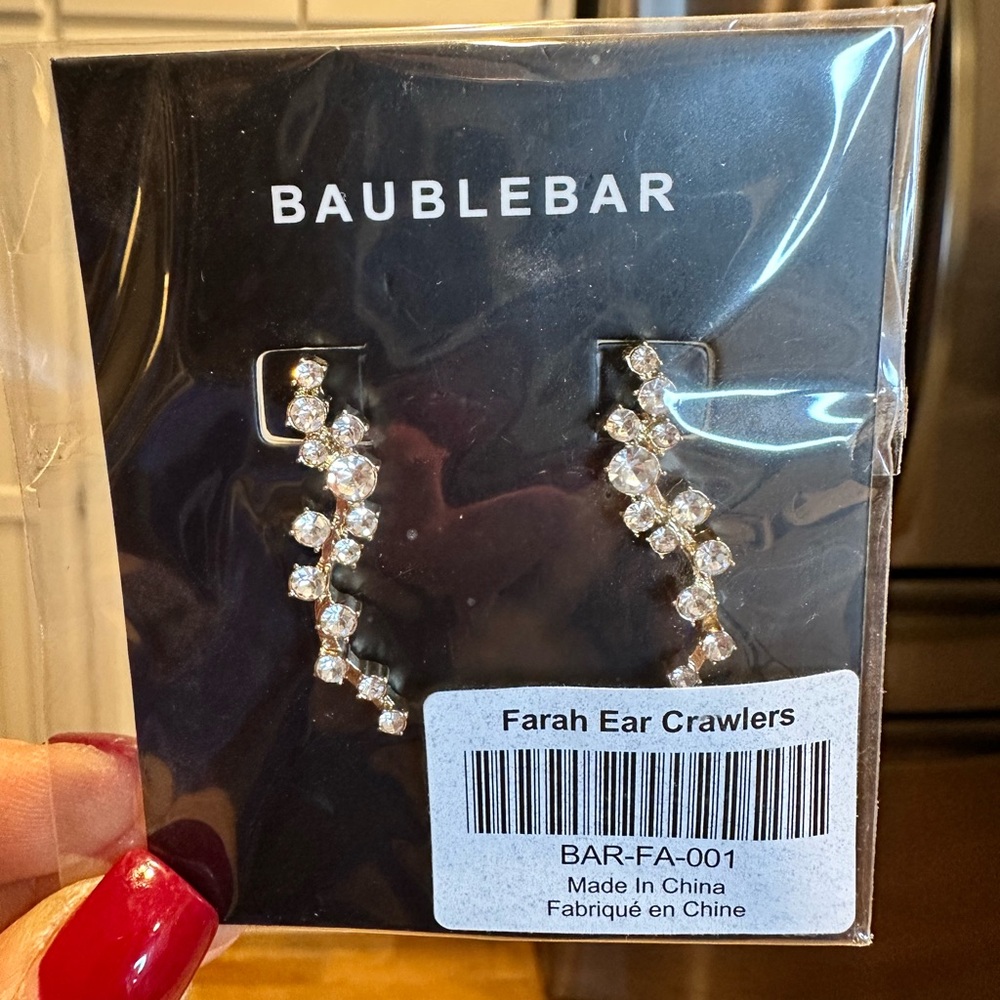 BaubleBar Crystal Silver Ear Crawlers